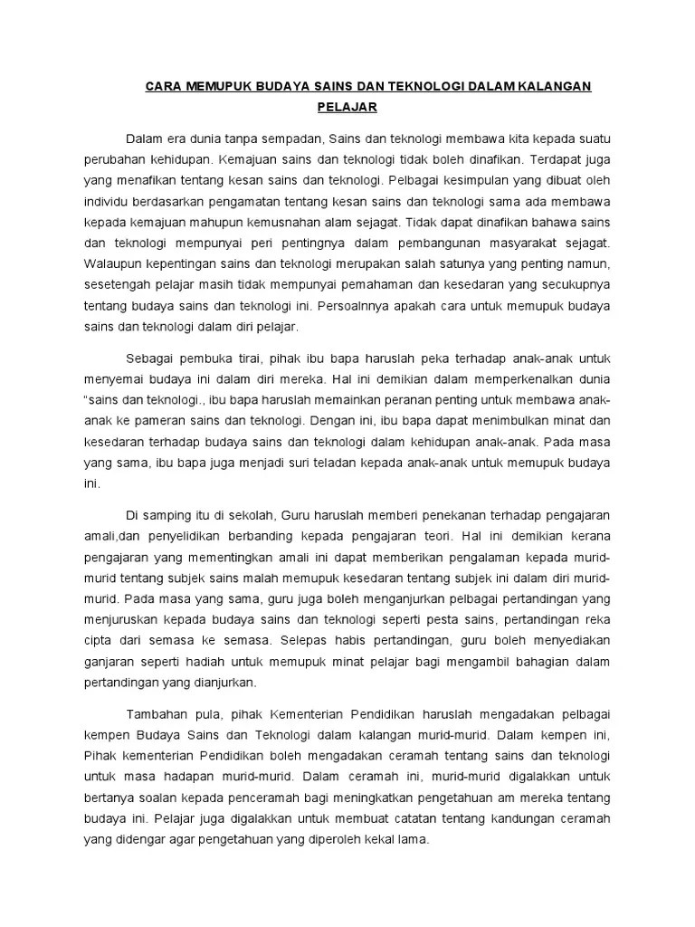 Dengan kemajuan dalam bidang sains danteknologi,pelbagai ciptaan. Cara Memupuk Budaya Sains Dan Teknolgi Dalam Kalangan Pelajar Pdf