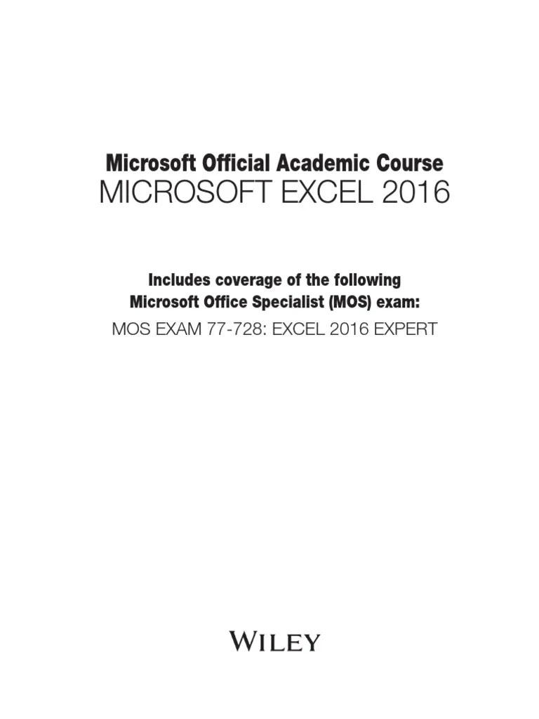 MS Excel 2016 PDF | Download Free PDF | Worksheet | Microsoft Excel