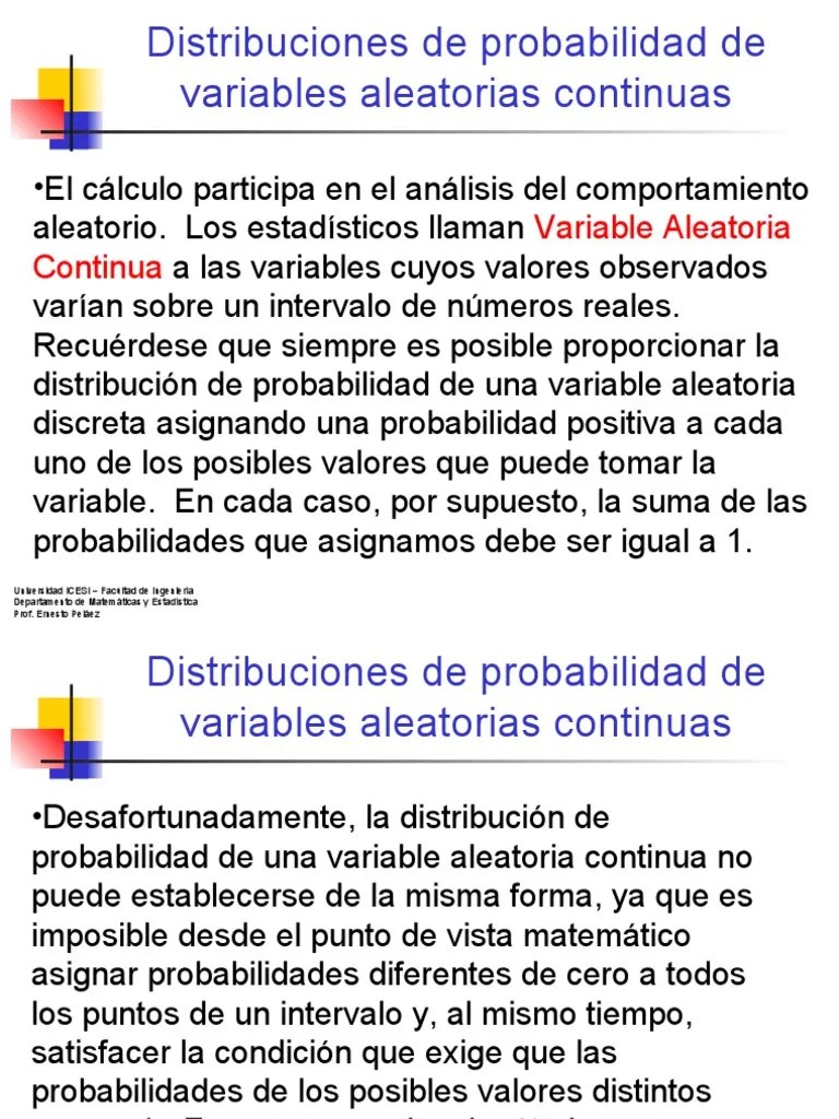 Variable Aleatoria Continua | PDF | Variable Aleatoria | Distribución ...