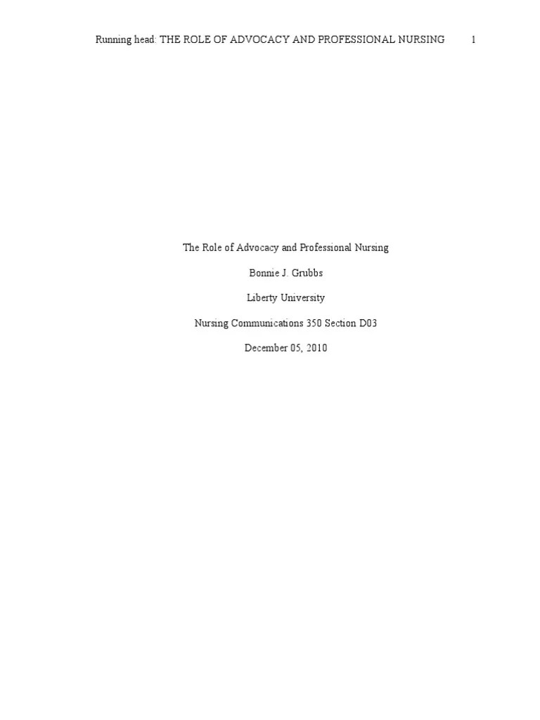 The Role Of Advocacy And Professional Nursing | PDF | Nursing | Patient