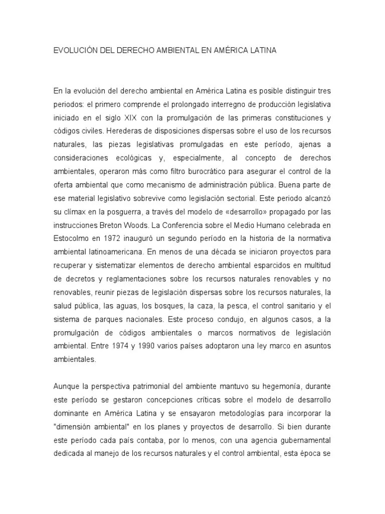 Evolución Del Derecho Ambiental En América Latina | PDF | Ley Del Medio Ambiente | Entorno Natural