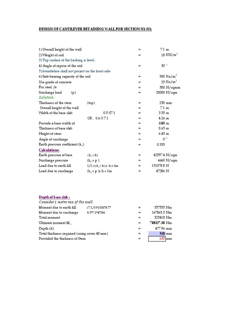 Design Retaining Wall | PDF | Civil Engineering | Economic Sectors