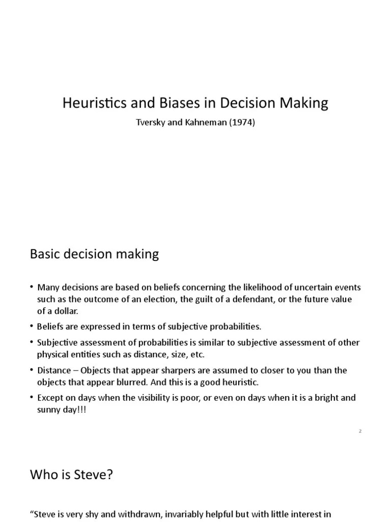 Heuristics And Biases In Decision Making | PDF | Heuristics In Judgment And Decision Making ...