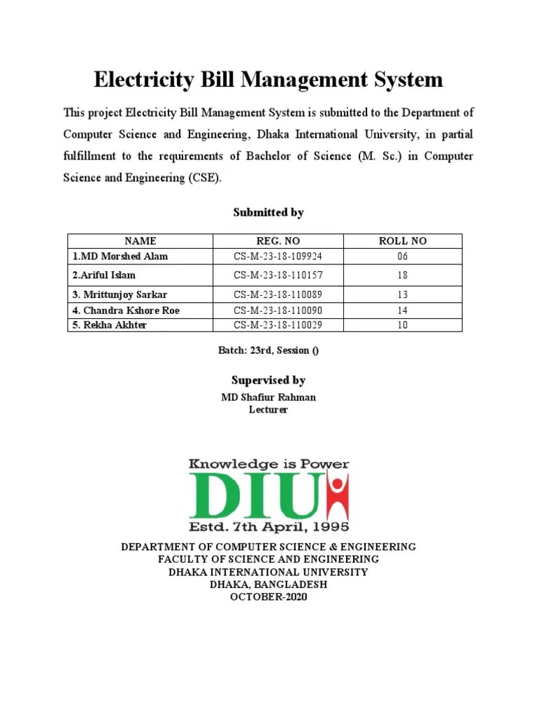 Electricity Bill Management System Report | Download Free PDF | User ...
