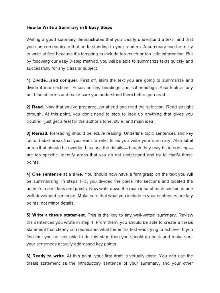 How To Write A Summary In 8 Easy Steps | Business