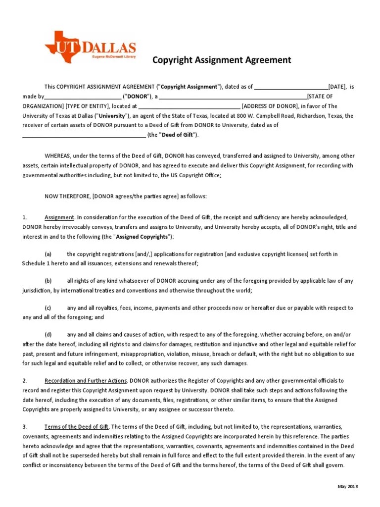 Copyright Assignment Agreement | Download Free PDF | Copyright | Deed