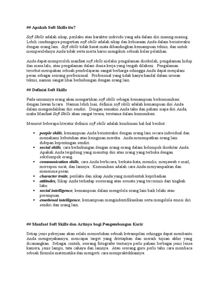 Apakah Soft Skills Itu | PDF