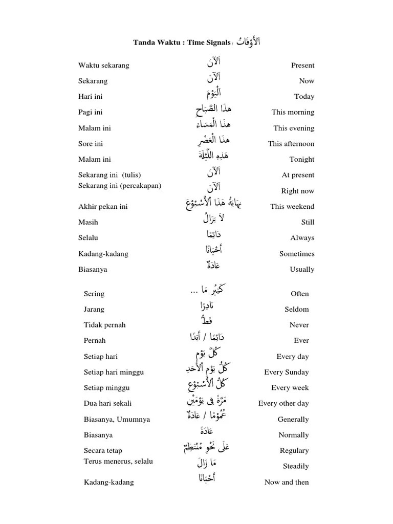 Waktu Dalam Bahasa Arab / Eudl Eu
