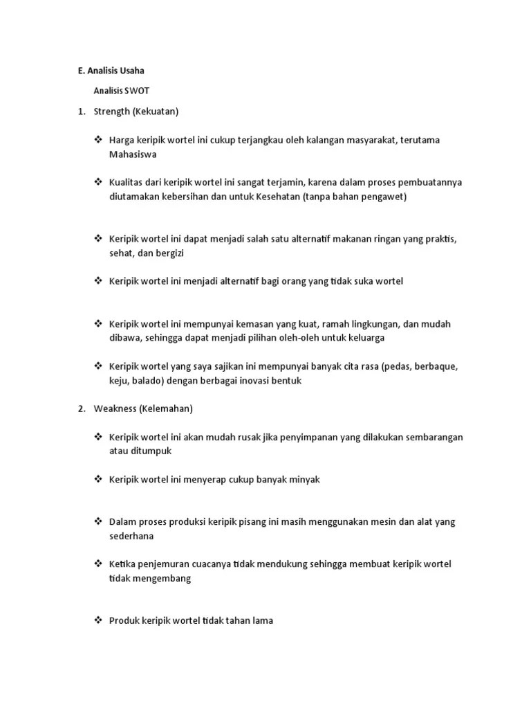 SWOT Keripik Wortel | PDF