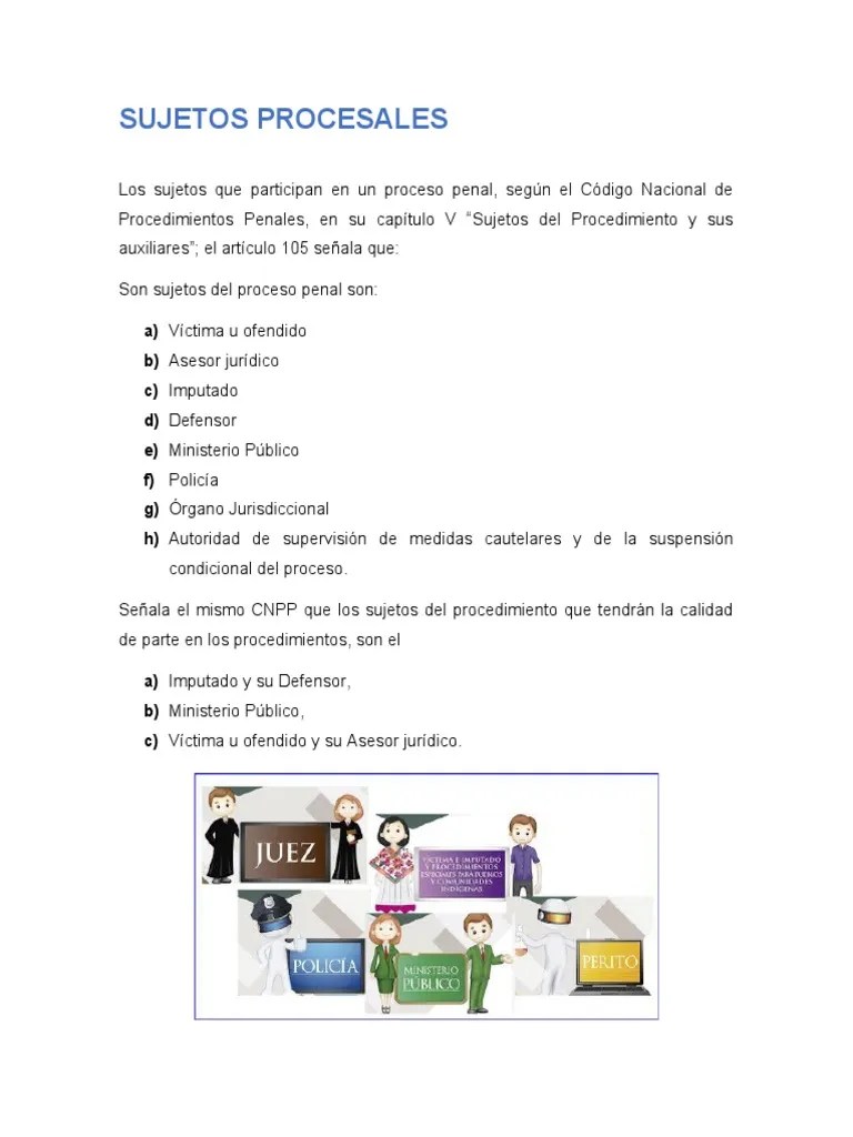 Sujetos Procesales Sistema Acusatorio Adversarial | PDF | Derecho Penal ...