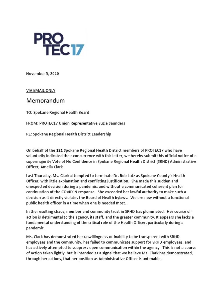 Vote Of No Confidence Letter To Board | PDF