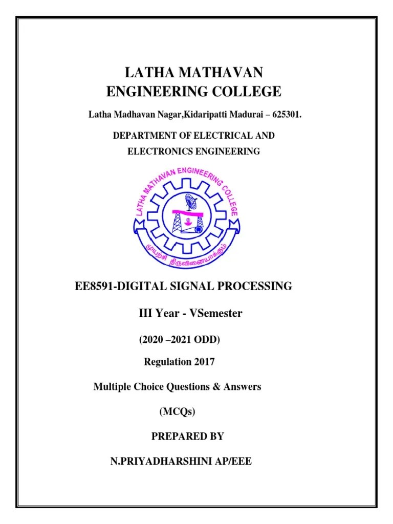 Multiple Choice Questions For Digital Signal Processing | PDF ...