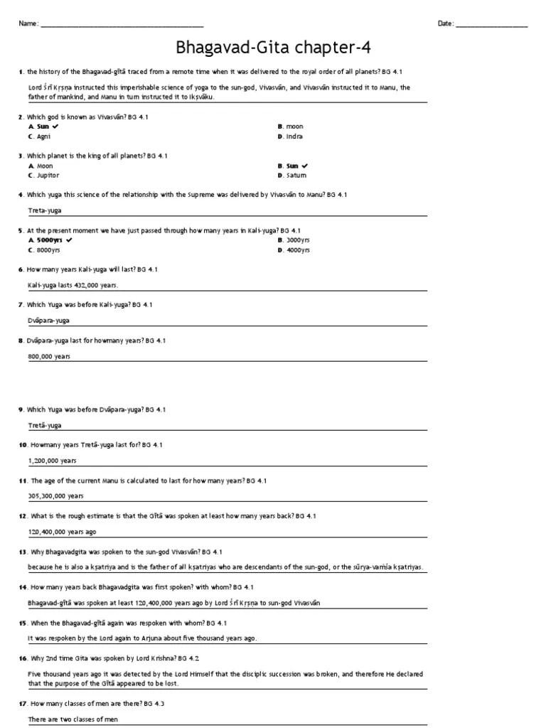 Bhagavad-Gita Chapter-4 | PDF | Bhagavad Gita | Krishna