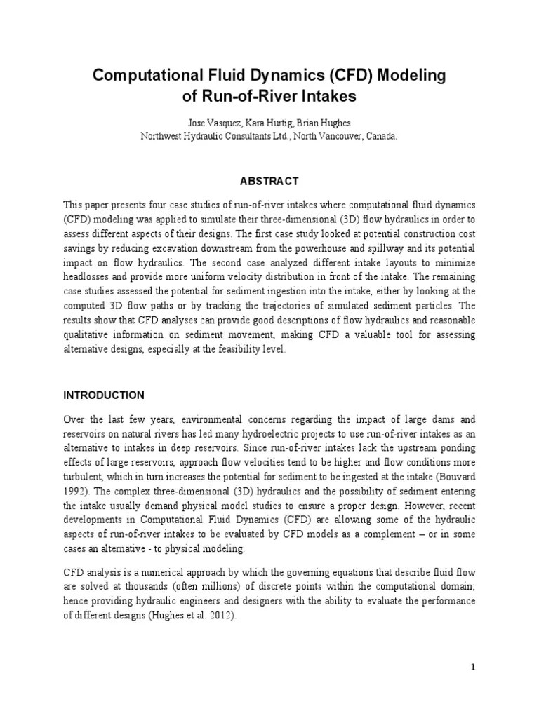 Computational Fluid Dynamics (CFD) Modeling Of Run-of-River Intakes ...