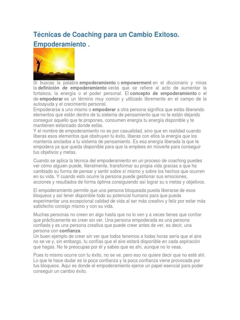 Tema I Técnicas De Coaching Para Un Cambio Exitoso | PDF | Empoderamiento | Desarrollo Personal