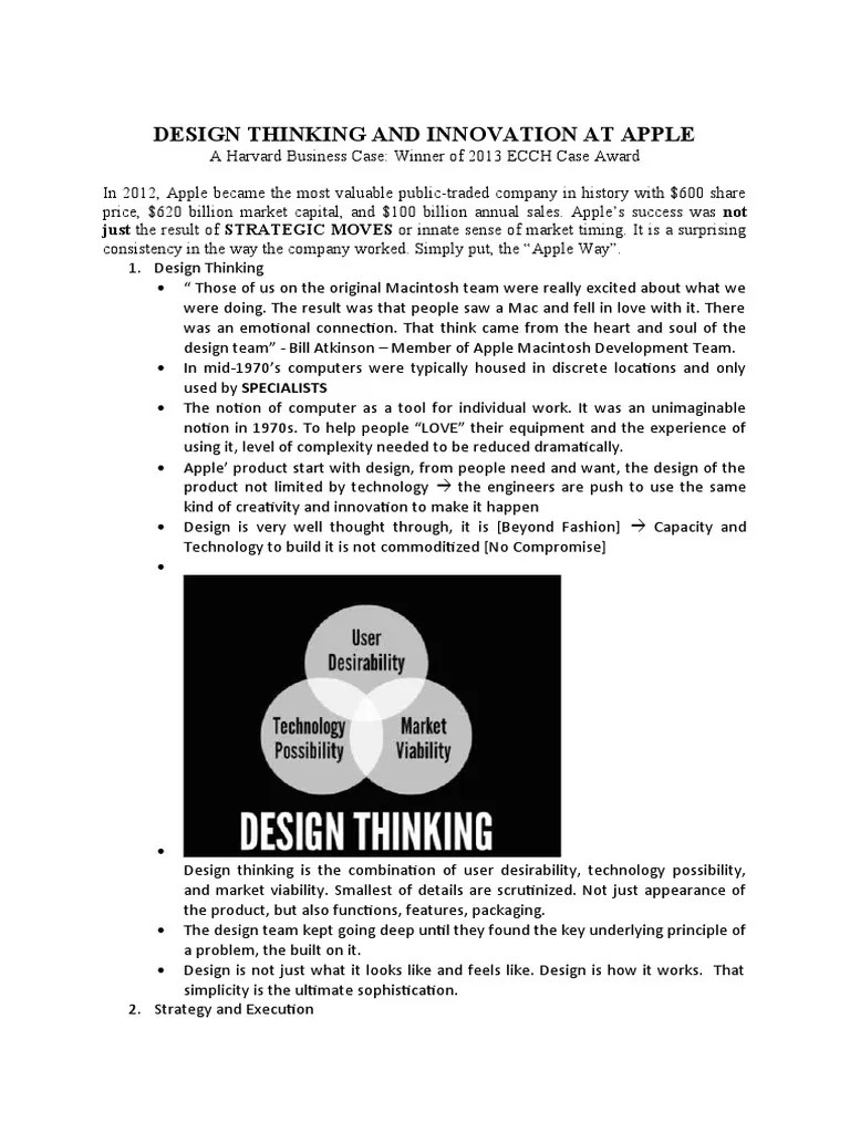Design Thinking And Innovation At Apple | PDF | Apple Inc. | Steve Jobs