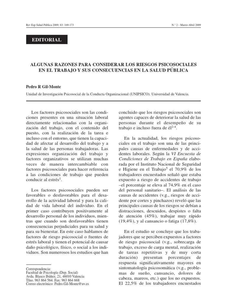 Riesgos Psicosociales | PDF | Estrés (biología) | Burnout Ocupacional