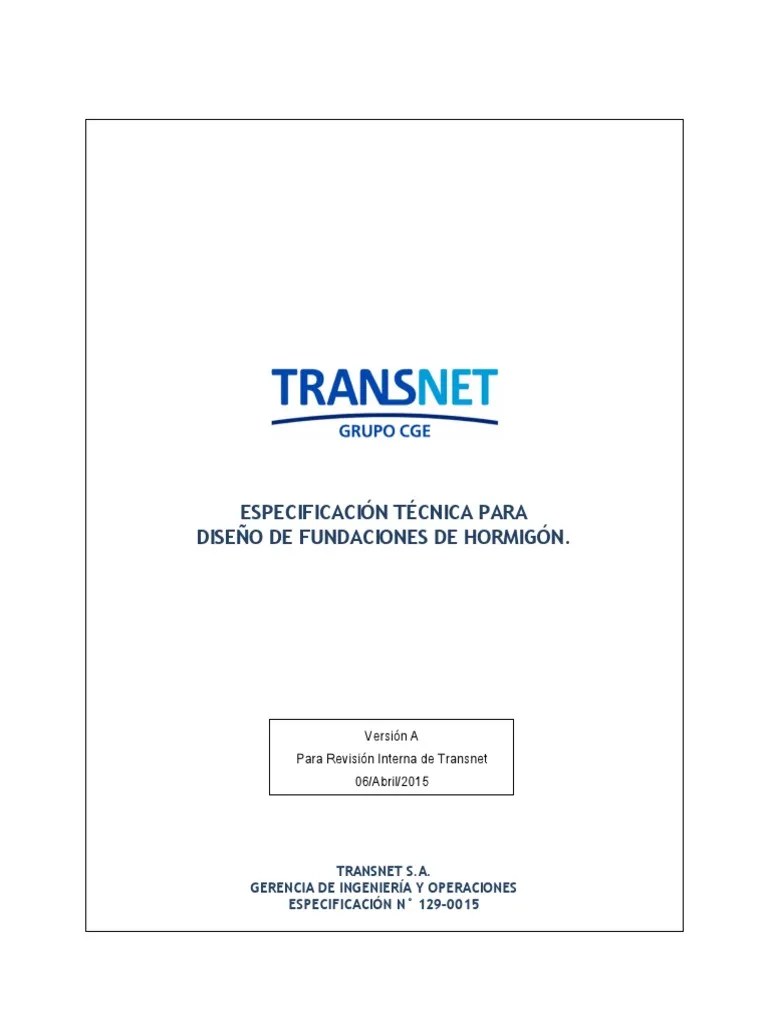 129-0015 Especificación Técnica Para El Diseño De Fundaciones De Hormigón | Descargar Gratis PDF ...