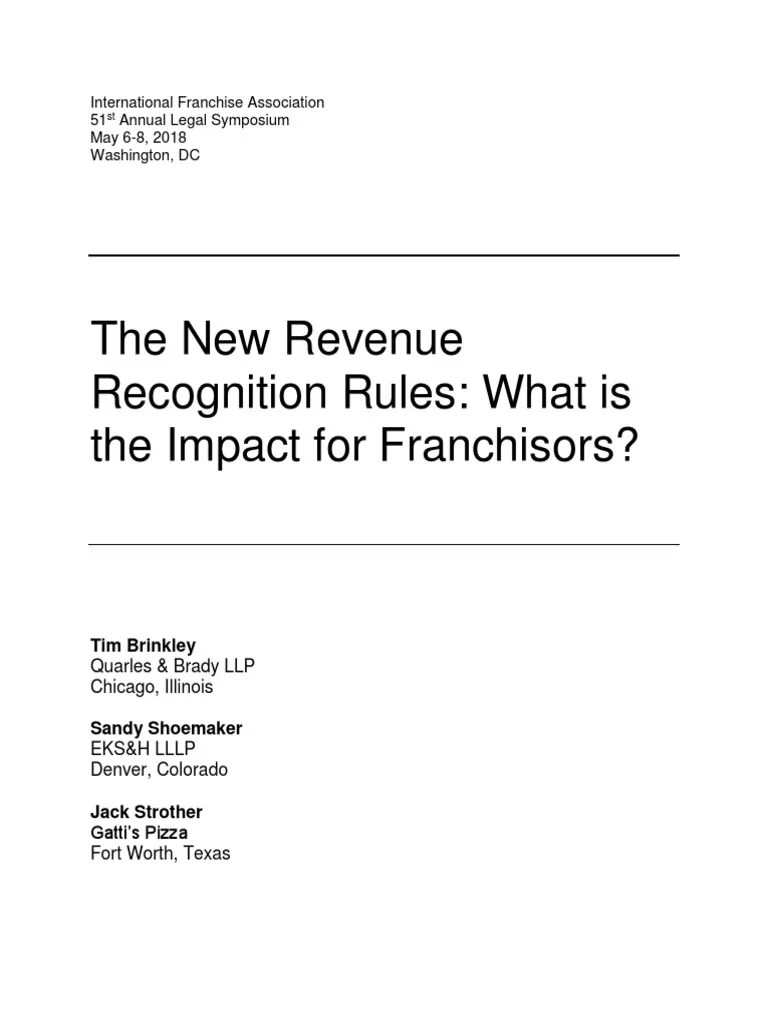 The New Revenue Recognition Rules: What Is The Impact For Franchisors? | PDF | Franchising ...