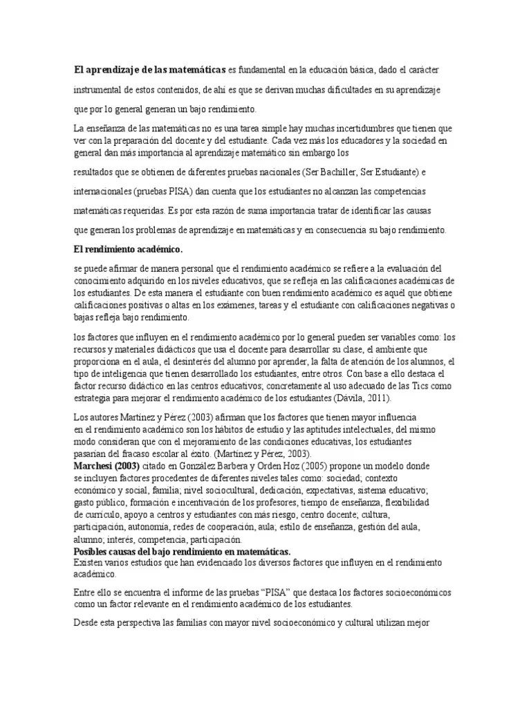 El Aprendizaje De Las Matemáticas | PDF | Salón De Clases | Aprendizaje