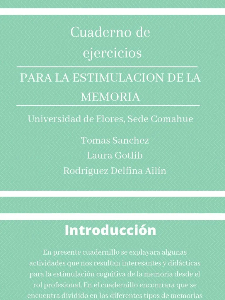 Cuaderno De Ejercicios De Estimulación Cognitiva Para Reforzar La Memoria | PDF | Memoria ...