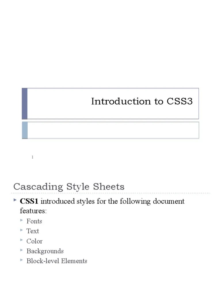 Introduction To CSS3 | PDF | Cascading Style Sheets | Html Element