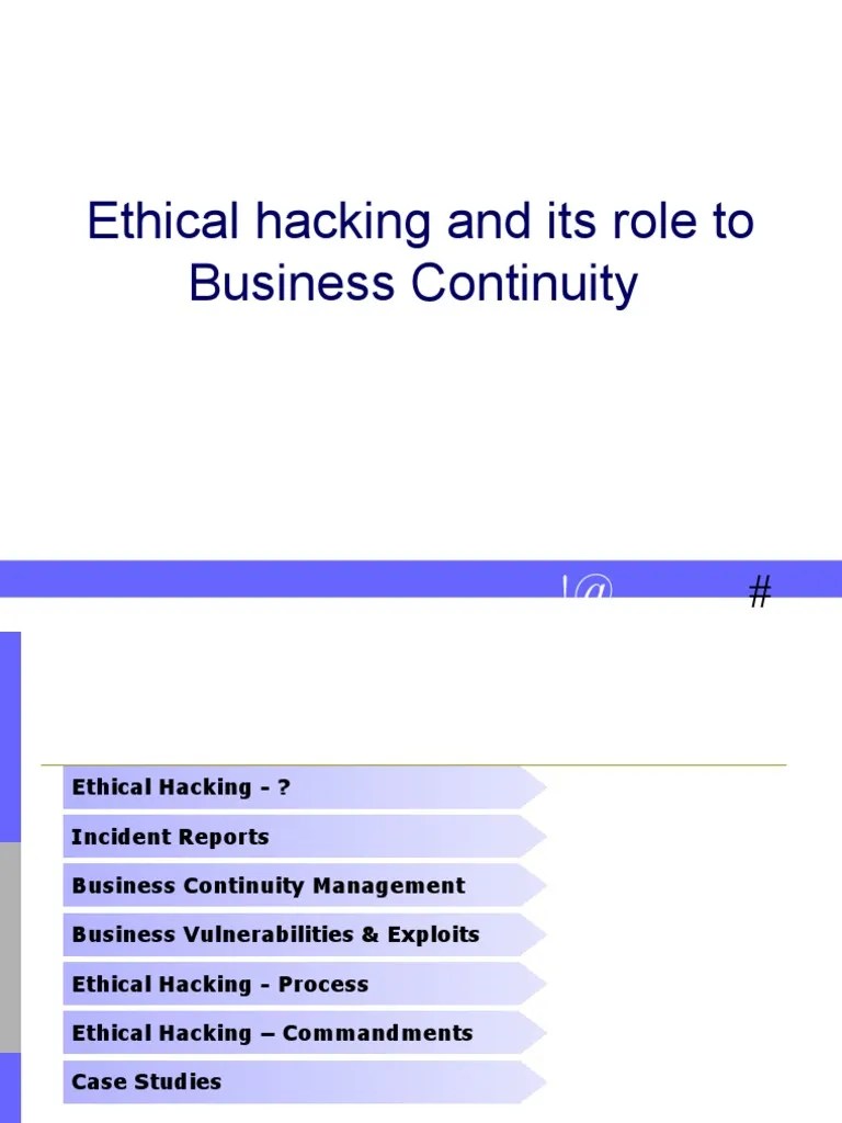 Ethical Hacking And Its Role To Business Continuity | PDF | Security ...