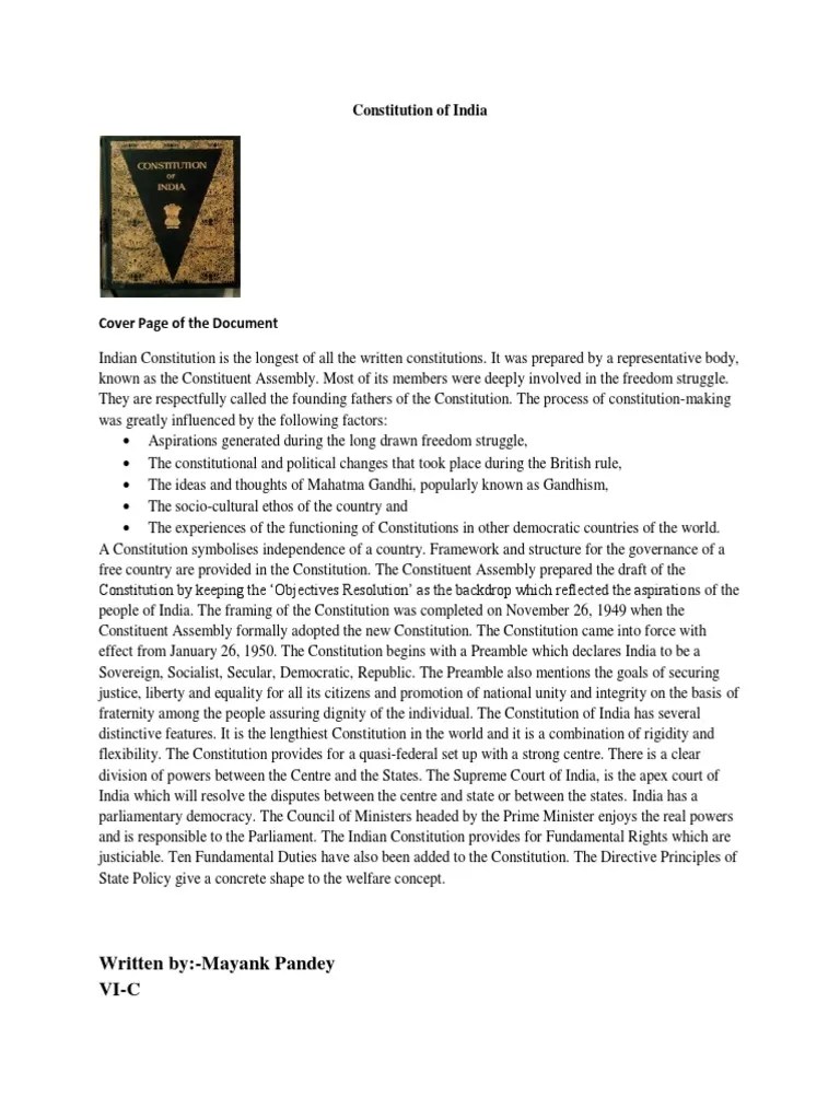 Constitution Of India PDF | PDF | Legal Documents | Constitution