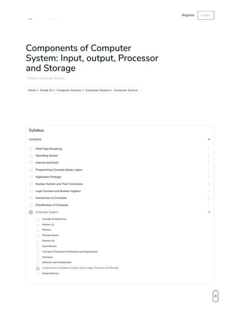 Components Of Computer System: Input, Output, Processor And Storage ...