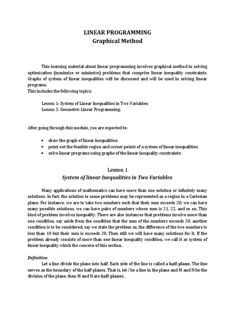 LP - Graphical Method | PDF | Linear Programming | Maxima And Minima