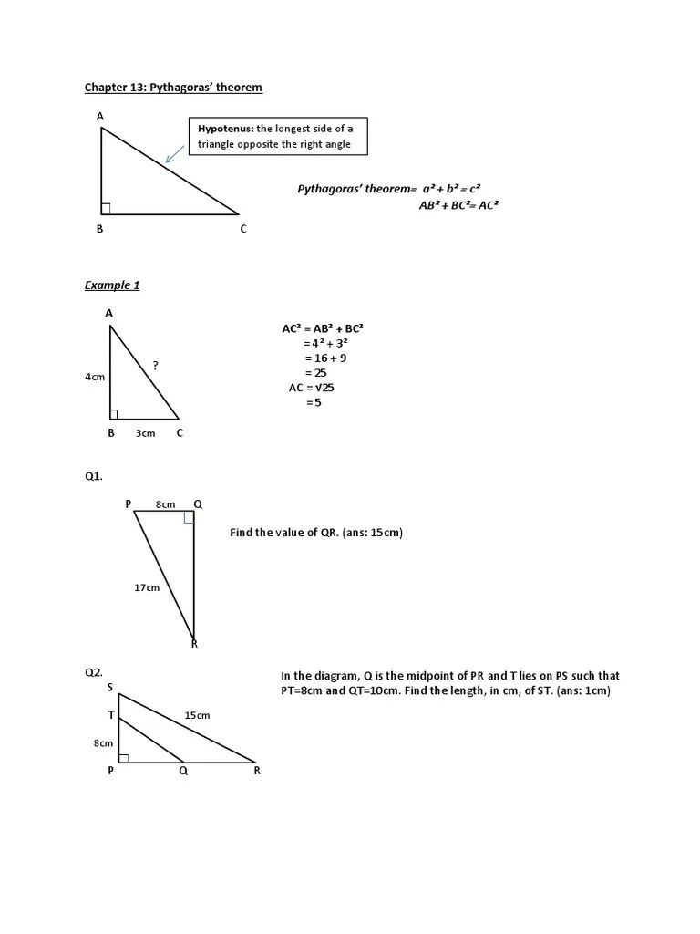 Chapter 13 - Pythagoras Theorem | PDF | Triangle | Area