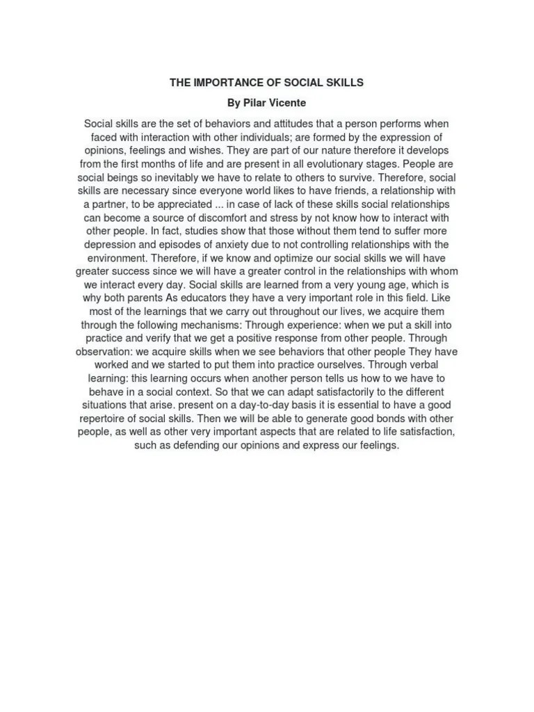 The Importance Of Social Skills | PDF