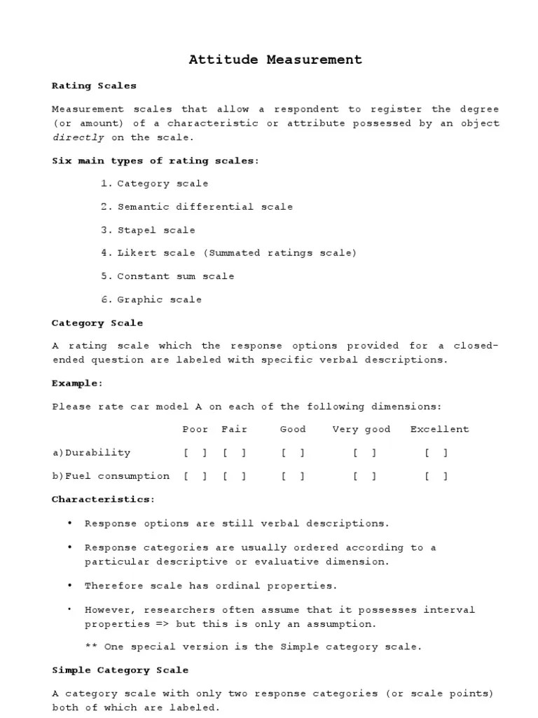 Rating Scales - Attitude Measurement | PDF | Likert Scale | Level Of Measurement