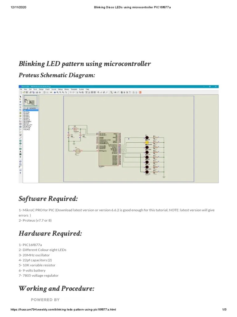 Blinking Disco LEDs Using Microcontroller PIC16f877a | PDF | Electronic ...