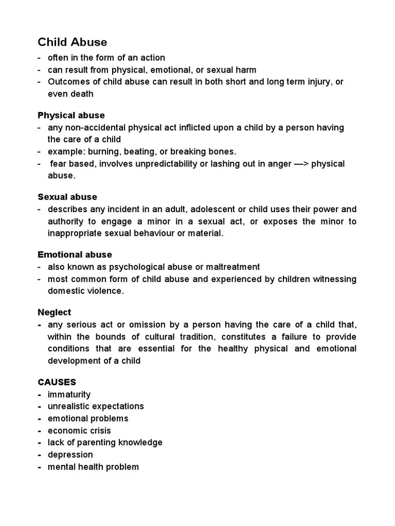 Child Abuse Effects Causes Prevention | PDF