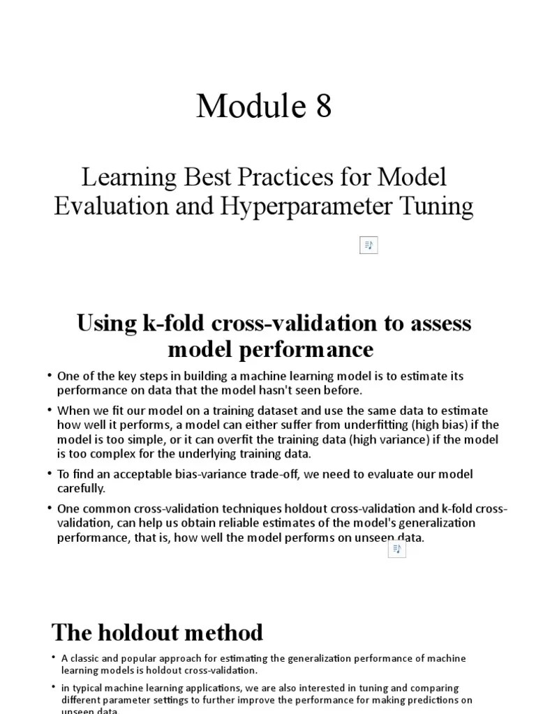Learning Best Practices For Model Evaluation And Hyperparameter Tuning ...