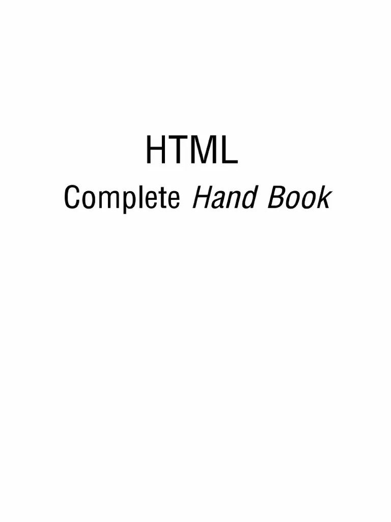 HTML - Complete HandBook PDF | PDF | Html Element | Html