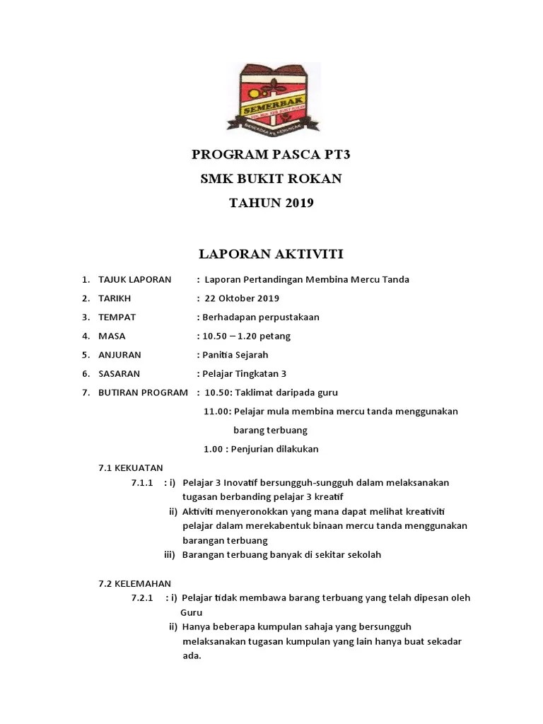 Laporan Aktiviti Panitia Sejarah Pasca PT3 2019 | PDF