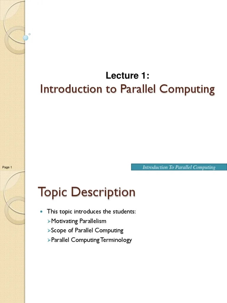 Lecture 1 Introduction To Parallel Computing Pdf Parallel