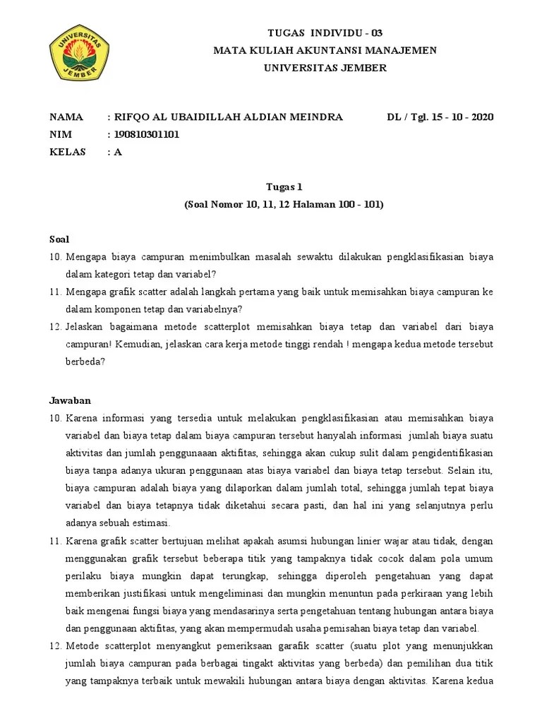 Soal pilihan ganda ekonomi kelas 12 bab 3 siklus akuntansi perusahaan jasa + kunci jawabannya ~ sekolahmuonline.com.pembaca sekolahmuonline, berikut ini kami sajikan soal pilihan ganda lengkap dengan jawaban dan pembahasannya mata pelajaran ekonomi kelas xii bab 3 yang membahas tentang siklus akuntansi perusahaan jasa. Latihan Soal Akuntansi Manajemen Bab 3 Pdf