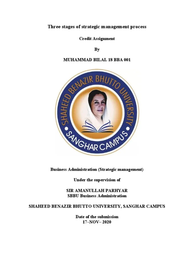 Three Stages Of Strategic Management Process | PDF | Strategic Management | Action (Philosophy)