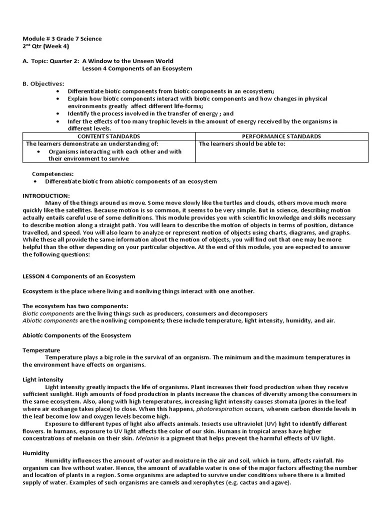 MOdule-WEEK 5 Grade 7 SCience QTR-2 | PDF | Ecosystem | Herbivore