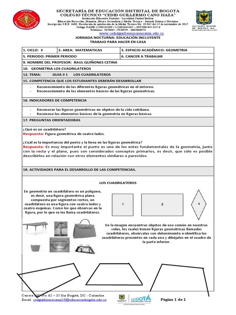 Pulgadas, centímetros, pies, metros, etc. Ciclo 3 Geometria Pdf Geometria Bogota