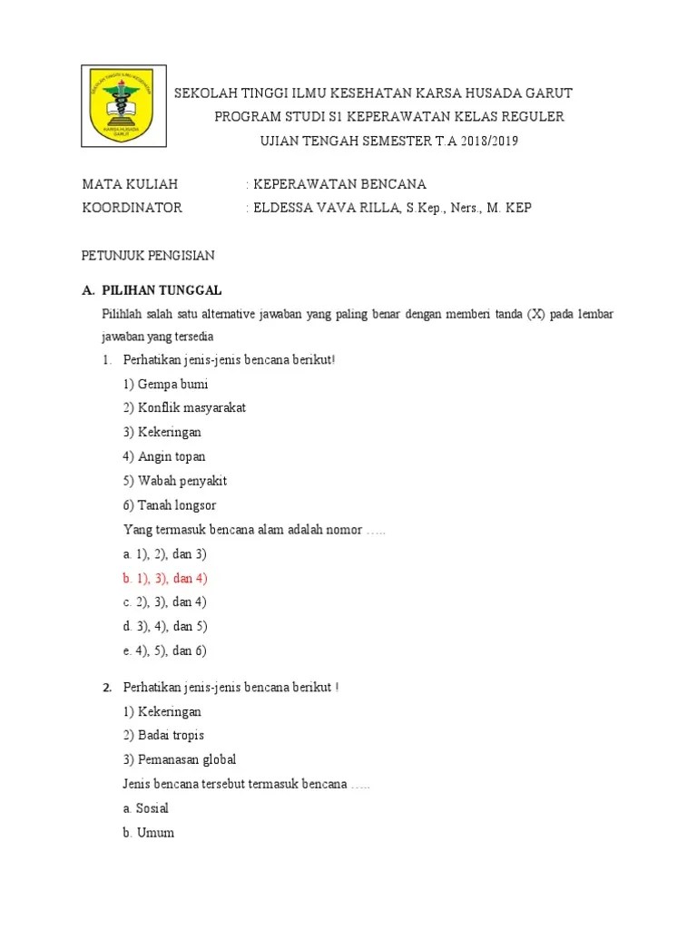 Soal Uts Kep Bencana | PDF