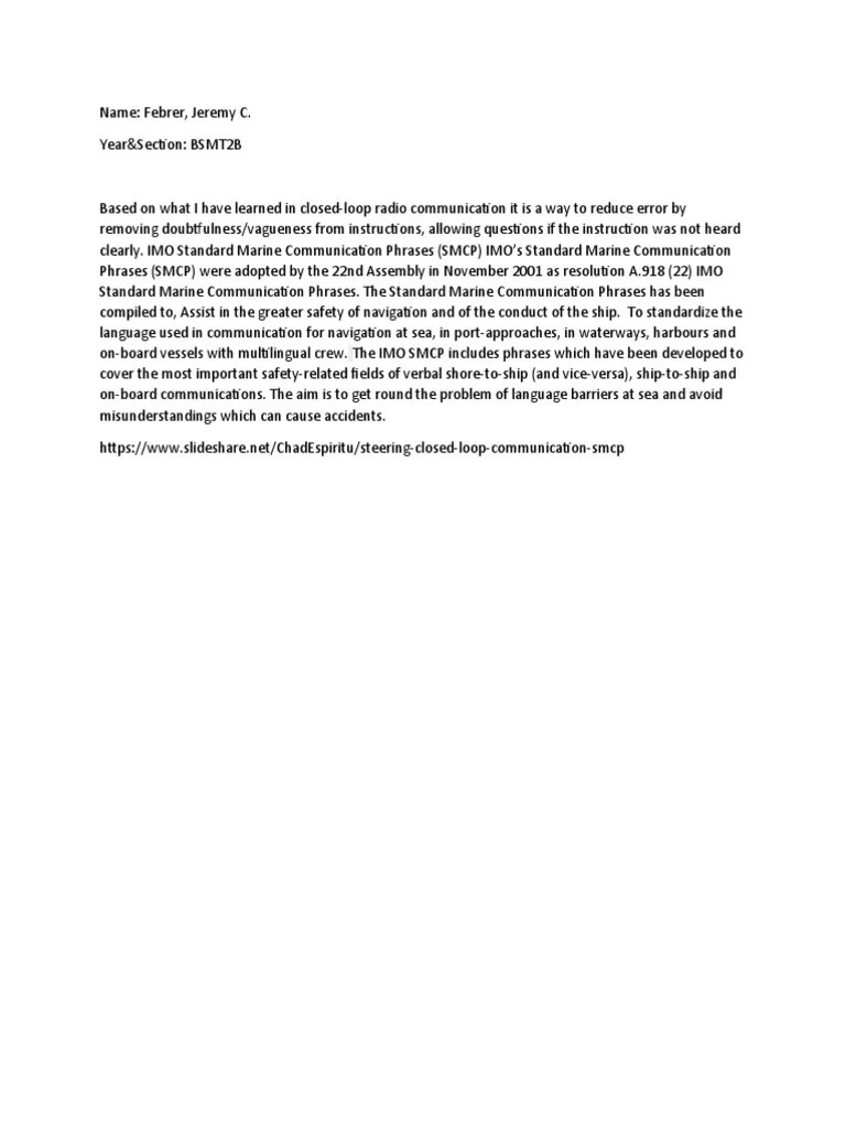 Closed Loop Communication | PDF