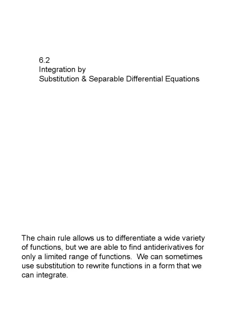 Lecture 4.2 Integration By Substitution | PDF | Integral | Subtraction
