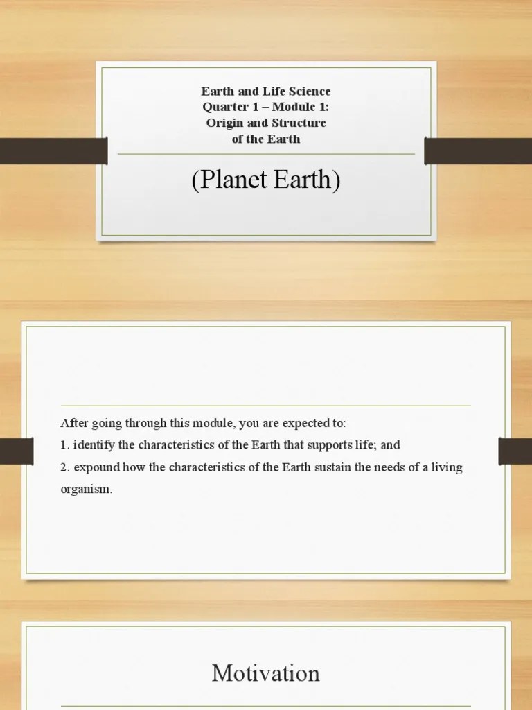 (Planet Earth) : Earth And Life Science Quarter 1 - Module 1: Origin And Structure Of The Earth ...