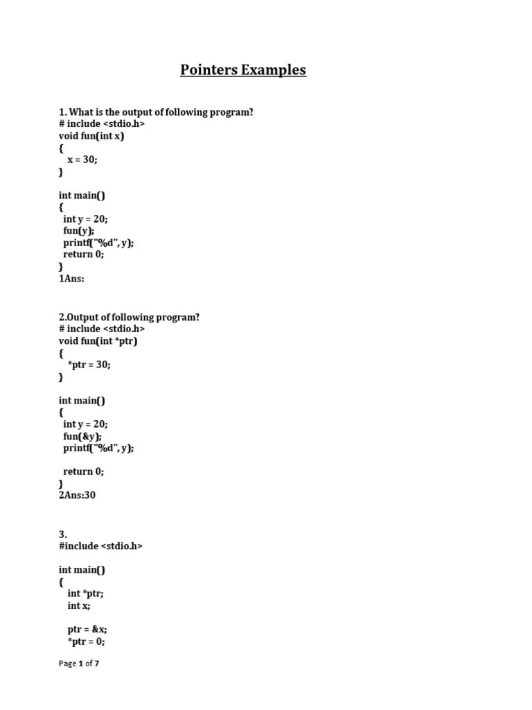 Pointers Examples: Page 1 Of 7 | PDF | Theoretical Computer Science ...