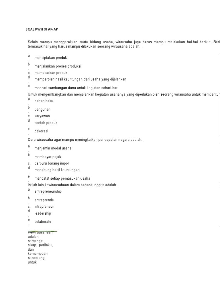 Soal KWH Xi Ak-Ap | PDF