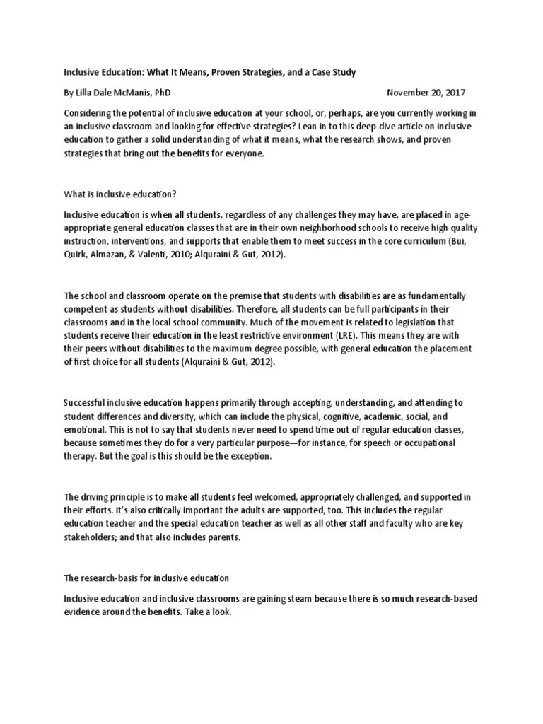 Inclusive Education: What It Means, Proven Strategies, And A Case Study | PDF | Inclusion ...